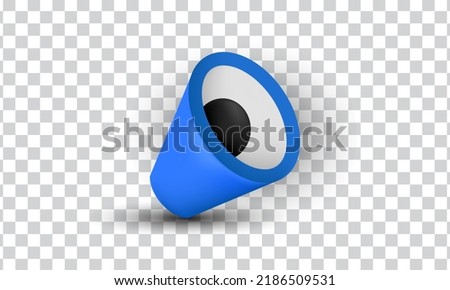 unique 3d blue white megaphone icon isolated on background.Trendy and modern vector in 3d style.