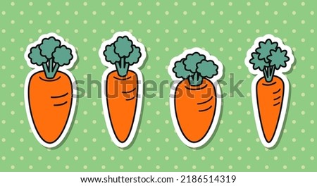 A sticker style illustration of 4 carrots. Vector illustration.