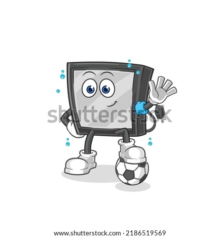 the tv playing soccer illustration. character vector
