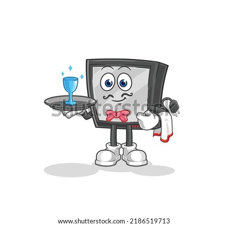 the tv waiter cartoon. cartoon mascot vector