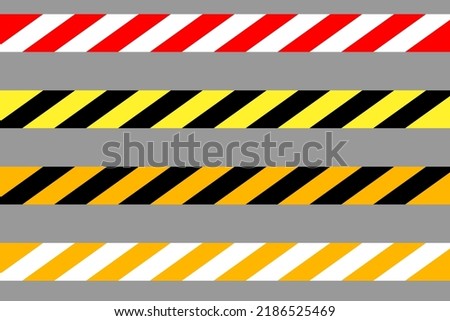Warning tape. Black and yellow striped line. Vector illustration. Stock image. 