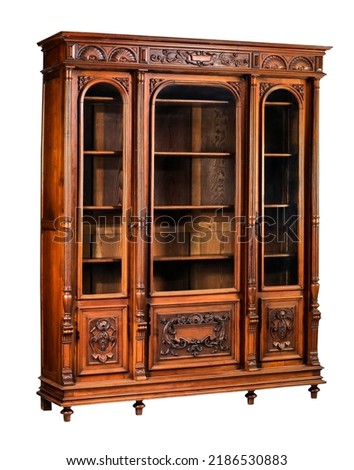 China cabinet dishes hutch with clipping path. Royalty-Free Stock Photo #2186530883