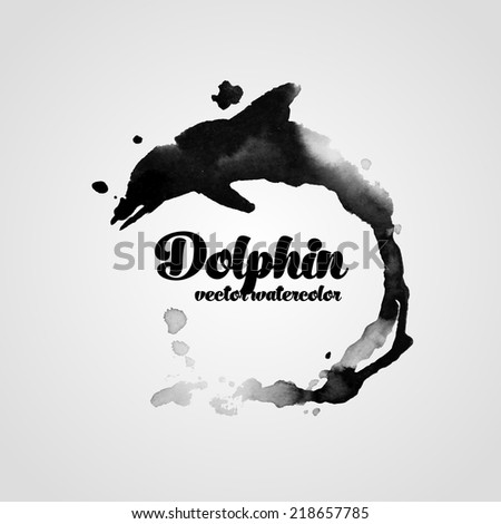vector logo design concept drawn dolphin dolphinarium