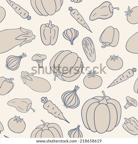  Seamless pattern with vegetables. Vector illustration. 