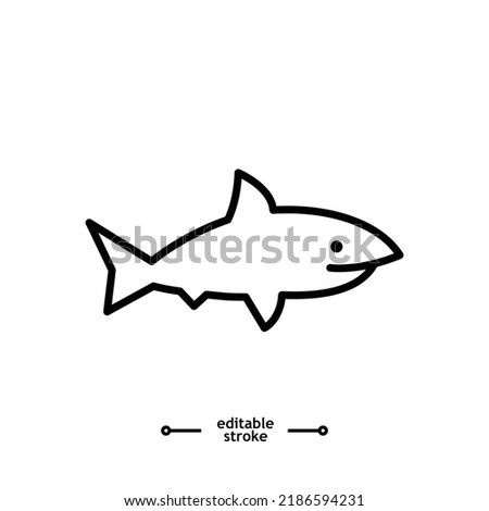 Shark icon. Sea dangerous predator. Angry animal vector, sign, symbol, logo, illustration, editable stroke, flat design style isolated on white linear 