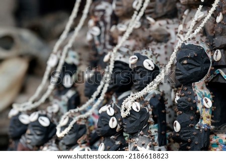 The Akodessewa Fetish Market is known as the world's largest voodoo market.  Traditional fetish statues.  Lome. Togo. 