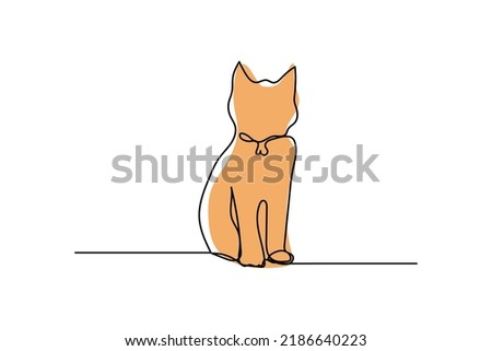 vector illustration of single continuous line cat