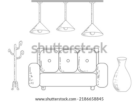 Illustrations of Living Room Stuff on White Background