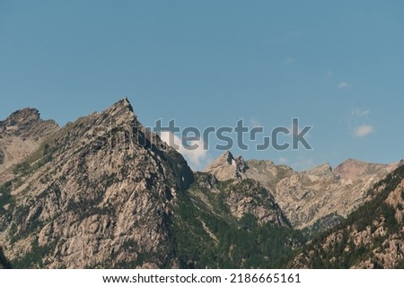 panoramic view of mountain with blue clear sky