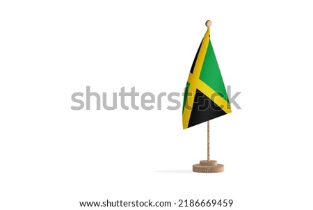 Jamaica flagpole in a white space background. High-quality JPEG image.