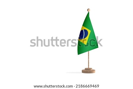 Brazilan flagpole in a white space background. High-quality JPEG image.