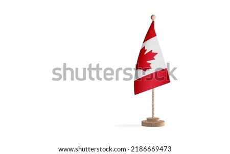 Canada flagpole in a white space background. High-quality JPEG image.