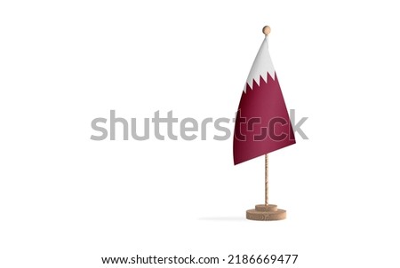 Qatar flagpole in a white space background. High-quality JPEG image.