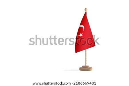 Turkey flagpole in a white space background. High-quality JPEG image.