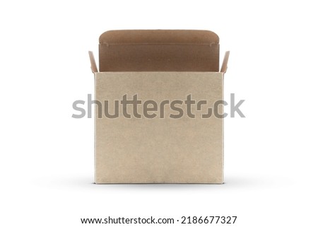 Blank cardboard narrow box isolated on white background  Royalty-Free Stock Photo #2186677327