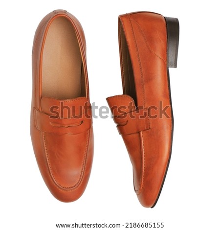 Mens Loafer Shoes, Brown Leather Royalty-Free Stock Photo #2186685155