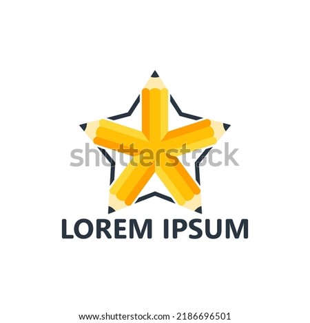 Star pencil logo template design vector