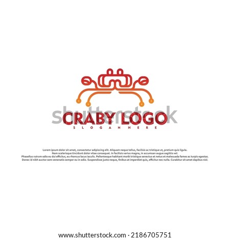 Crab Tech Logo Design Vector Illustration Template. Modern Logo Design. Creative Design