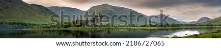 The ruins of Kilchurn castle panorama on Loch Awe in Scotland