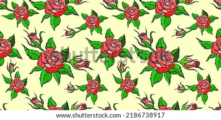 Seamless red roses pattern vector for fabric, illustration, decoration