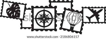 Stamps Vector Clip Art, Black and White