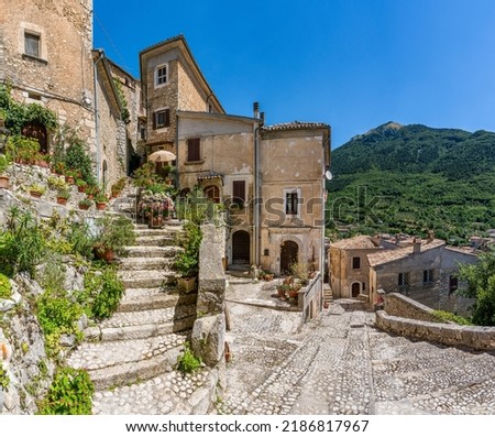The beautiful village of San Donato Val di Comino, in the Province of Frosinone, Lazio, central Italy. Royalty-Free Stock Photo #2186817967