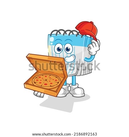 the notebook pizza delivery boy vector. cartoon character