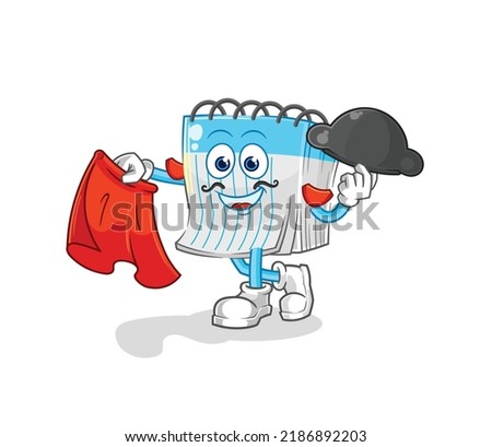the notebook matador with red cloth illustration. character vector
