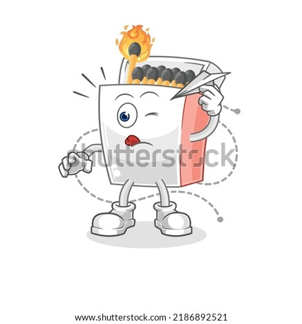 the matchbox with paper plane character. cartoon mascot vector