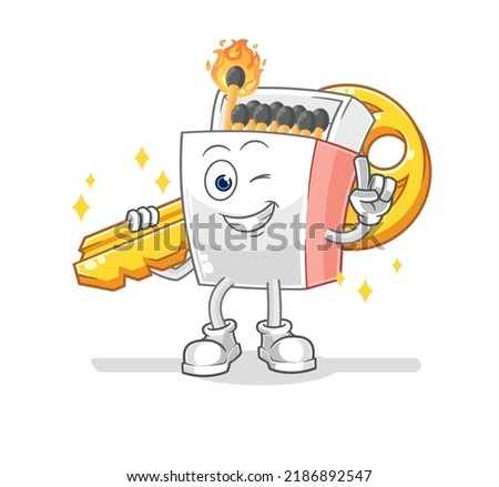 the matchbox carry the key mascot. cartoon vector