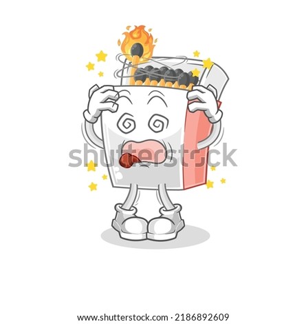 the matchbox dizzy head mascot. cartoon vector