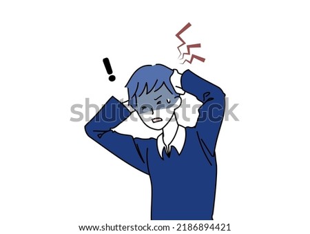 Clip art of man suffering from sudden headache