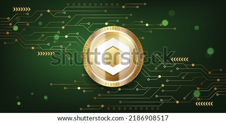 Chainlink (LINK) Crypto metallic coin virtual currency token on futuristic technology vector background illustration 