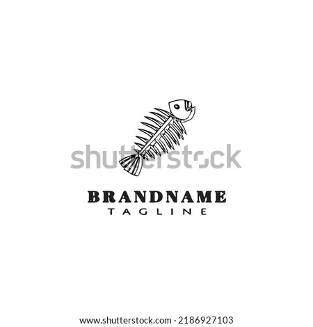 fish bone logo cartoon design template icon black modern isolated vector illustration