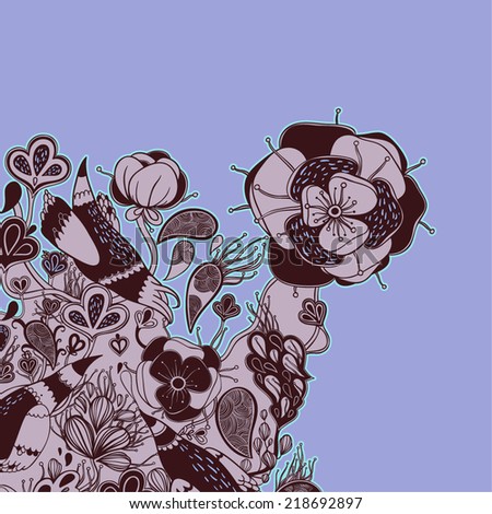 Vector decorative floral background, illustration with gorgeous ornamental frame. 