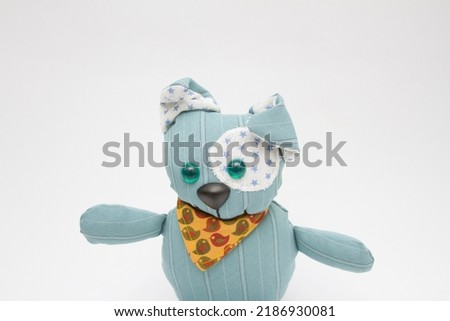 photograph toy dog ​​cloth blue