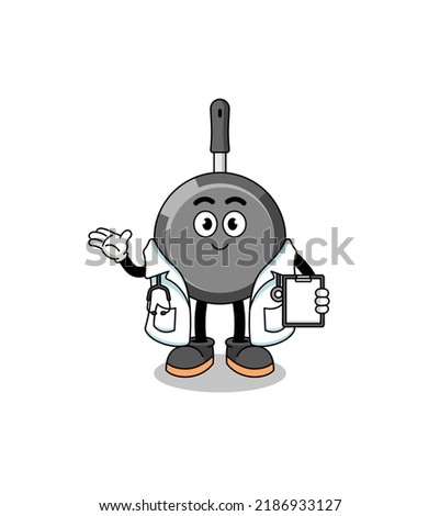 Cartoon mascot of frying pan doctor , character design