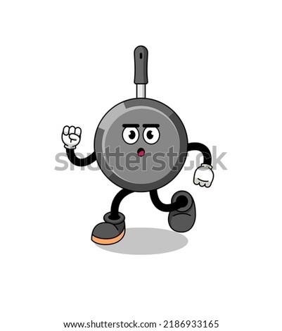 running frying pan mascot illustration , character design