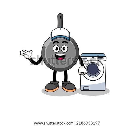 frying pan illustration as a laundry man , character design