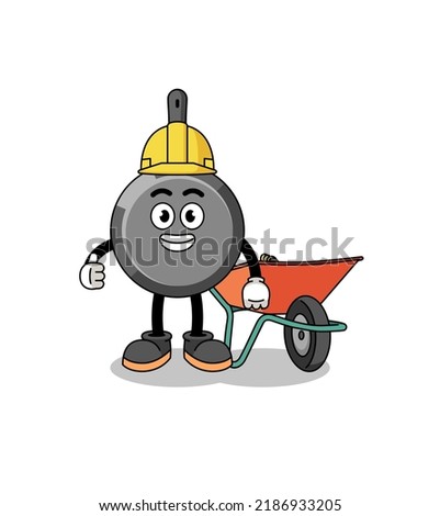 frying pan cartoon as a contractor , character design