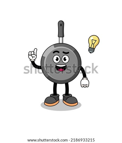 frying pan cartoon with get an idea pose , character design