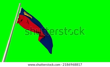 Waving glorious flag of Liechtenstein on chroma key screen, isolated - object 3D illustration