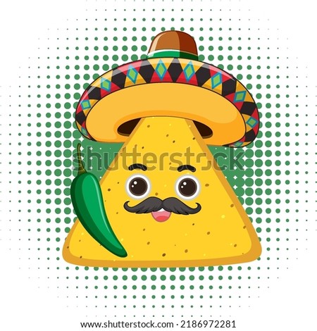 Nochos Mexican food cartoon character illustration