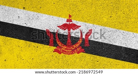 State flag of the Sultanate of Brunei on a plastered wall