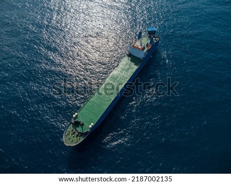 Aerial drone top view of empty car ferry boat