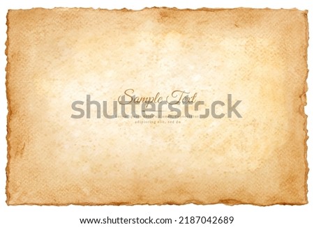 Vector old parchment paper sheet vintage aged or texture isolated on white background. Royalty-Free Stock Photo #2187042689