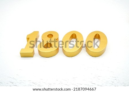   Number 1800 is made of gold painted teak, 1 cm thick, laid on a white painted aerated brick floor, visualized in 3D.                                  