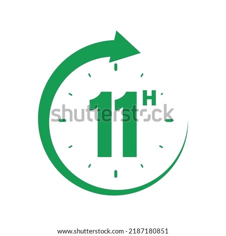 11hours, icon symbol green, time, o'clock 