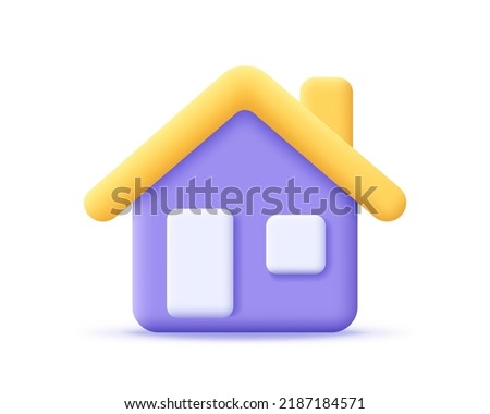3d home icon. Render house for real estate, mortgage, loan concept and homepage. 3d home vector cartoon minimal illustration Royalty-Free Stock Photo #2187184571