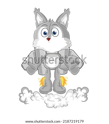 the wolf with jetpack mascot. cartoon vector